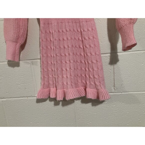 Girls Pink Cable Knit Sweater Dress Size 9Y Long Sleeve Soft Cute - Picture 4 of 6